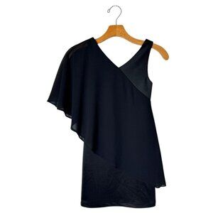 Sally Miller Couture Dress Girl Small Black‎ Sleeveless Draped Chiffon Formal